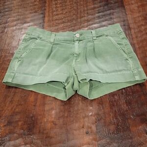 7 For All Mankind Shorts Womens Size 28 Green‎ Pleated Casual Chino Preppy Beach